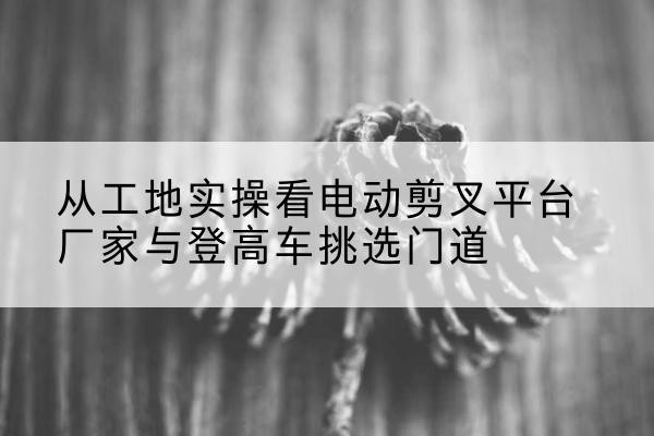 津南区电动剪叉升降平台厂家-从工地实操看电动剪叉平台厂家与登高车挑选门道